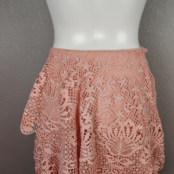 Farm Rio Guipure Lace Tiered Skirt Light Pink Size Small - Picture 14 of 16